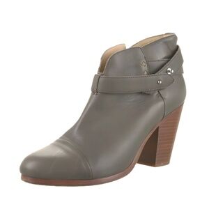 Rag & Bone "Harrow" Gray Leather & Block Heel Ankle Boots, Size EU 39.5/US 9